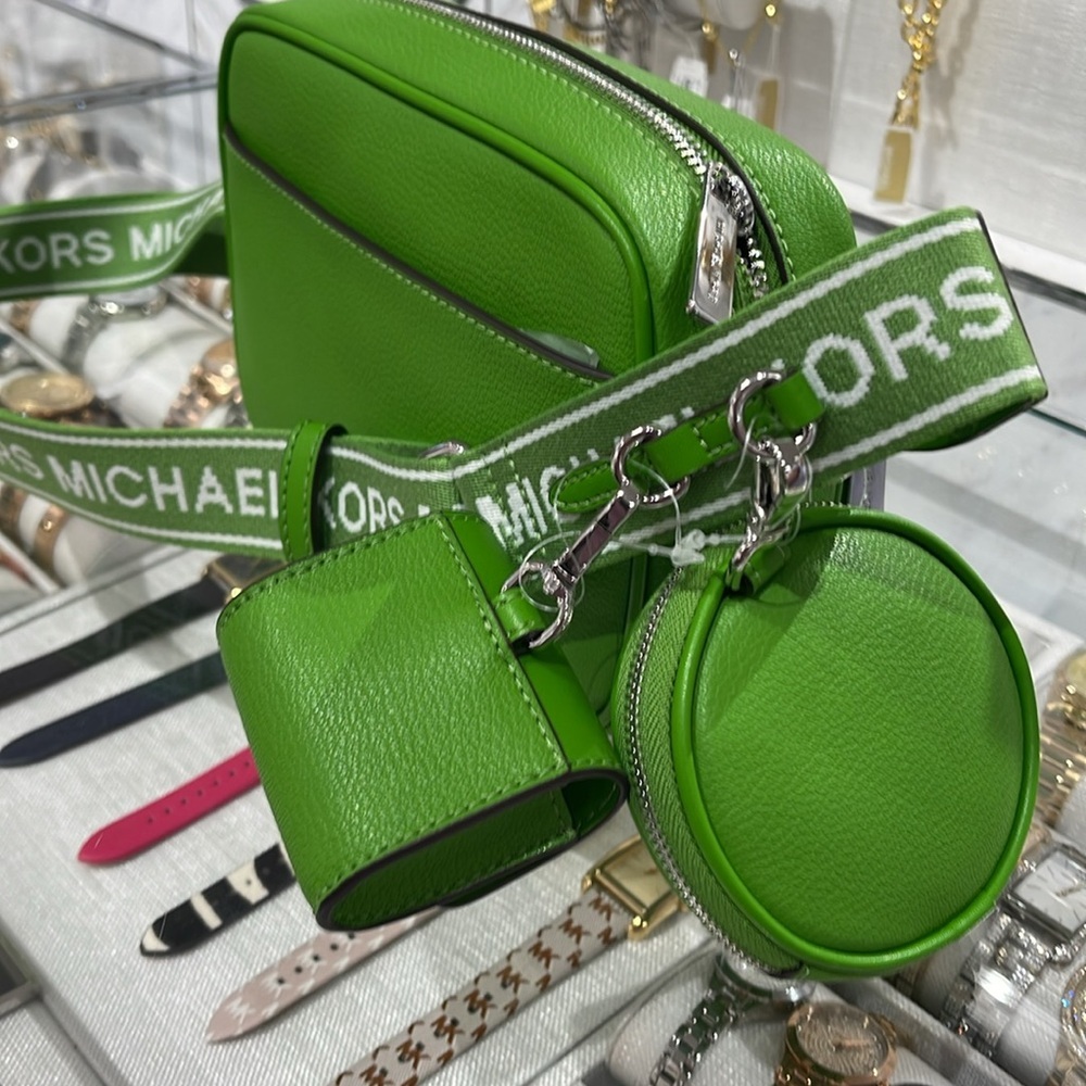 Michael Kors Jet Set Leather Medium Crossbody Bag with Case for Apple Airpods Pr - Picture 6 of 16